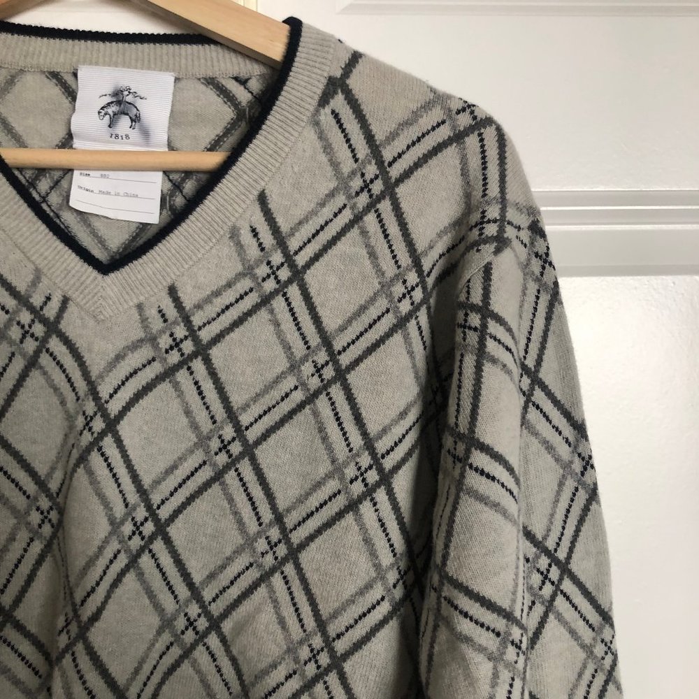 Brooks Brothers Black Fleece X Thom Browne V Neck Sweater w/ Thom Browne Stripe